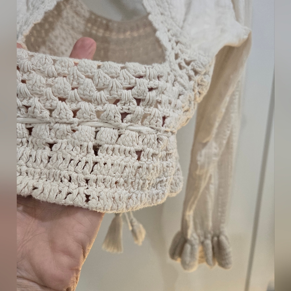Free People Megan Off White Crochet Blouse - Picture 9 of 14